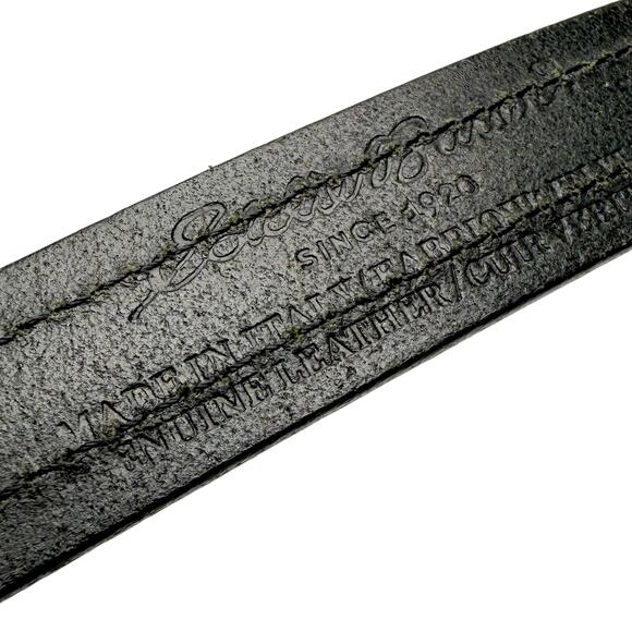 Eddie Bauer Black Italian Leather Belt 32 Silver Brass Buckle Center Ridge Italy - Picture 7 of 9